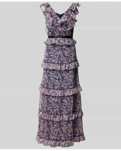Lipsy Abendkleid mit floralem Muster und V-Ausschnitt - Lila