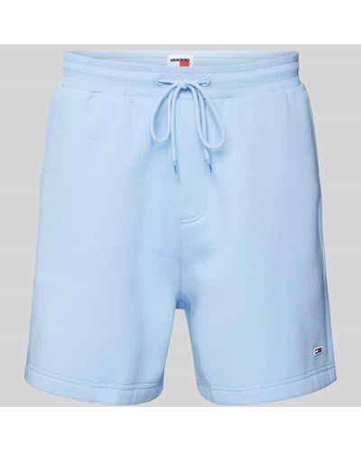 Tommy Hilfiger Regular Fit Sweatshorts mit Logo-Patch Modell 'BEACH' - Blau