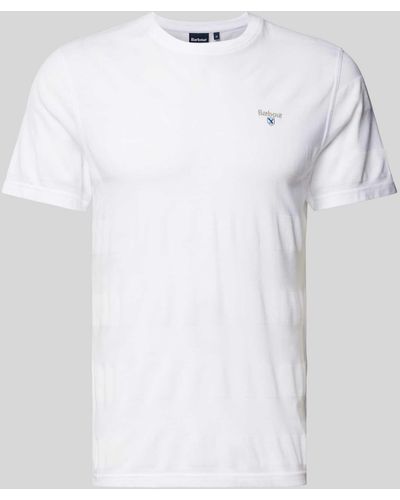 Barbour T-Shirt mit Label-Stitching Modell 'STENTON' - Weiß