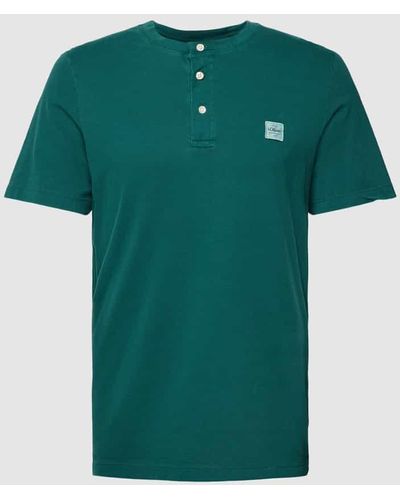 S.oliver T-Shirt mit kurzer Knopfleiste Modell 'Serafino' - Grün