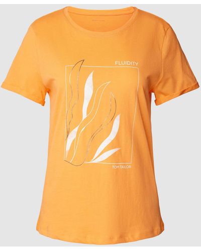 Tom Tailor T-shirt Met Motiefprint - Oranje