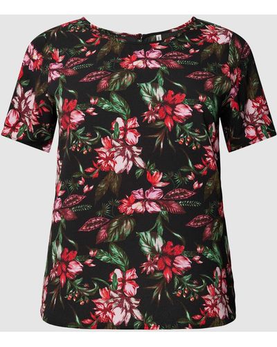 Only Carmakoma PLUS SIZE Blusenshirt mit floralem Muster Modell 'LUXFAB' - Rot