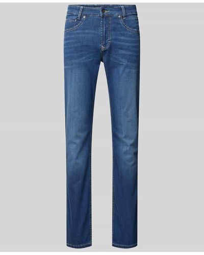M·a·c Slim Fit Jeans mit Knopfverschluss Modell "ARNE PIPE" - Blau