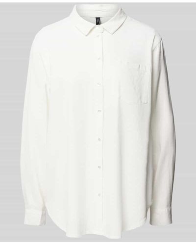 Vero Moda Bluse aus Viskose-Leinen-Mix in unifarbenem Design - Weiß