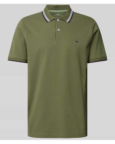 Fynch-Hatton Regular Fit Poloshirt mit Kontraststreifen - Grün
