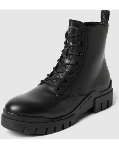 Calvin Klein Boots aus Leder mit Label-Details Modell 'COMBAT' - Schwarz