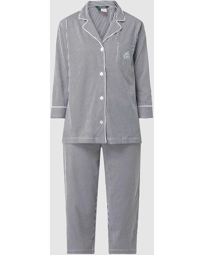 Lauren by Ralph Lauren Pyjama Met Streepmotief - Grijs