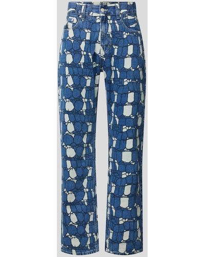 BBCICECREAM Straight Fit Jeans mit Allover-Muster - Blau
