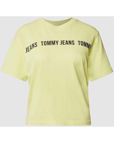 Tommy Hilfiger T-shirt Van Puur Katoen Met Labelprint - Geel
