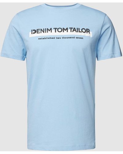 Tom Tailor Denim T-shirt Met Labelprint - Blauw