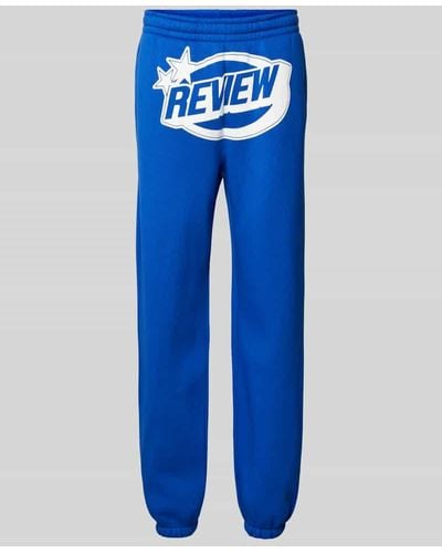 Review Sweatpants mit Label-Print - Blau