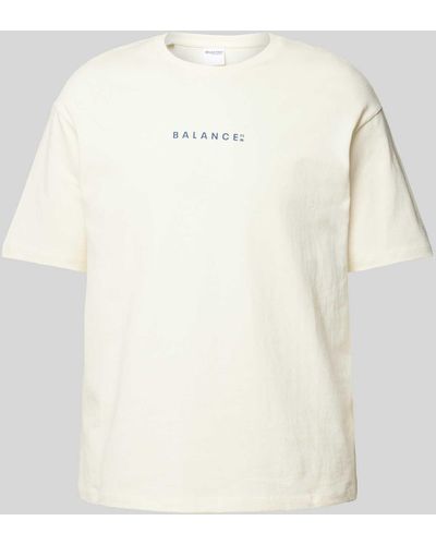 SELECTED T-Shirt mit Statement-Print Modell 'LOOSE-BALANCE' - Natur