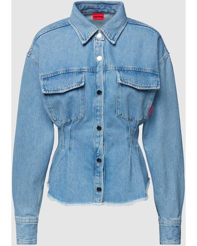 HUGO Jeansbluse mit Brusttaschen Modell 'Estelly' - Blau
