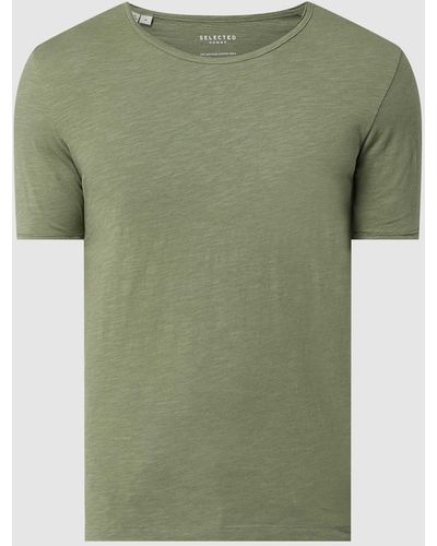 SELECTED T-Shirt mit Rundhalsausschnitt Modell 'Morgan' - Grün