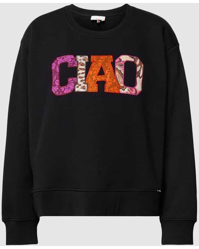 Cinque Sweatshirt mit Motiv-Stitching Modell 'Ciciao' - Schwarz