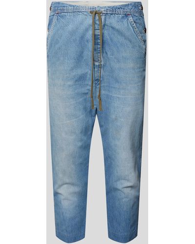 Greg Lauren High Waist Jeans im Straight Fit - Blau
