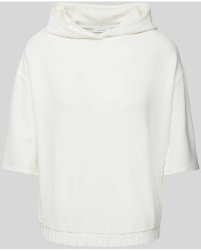 Opus Sweatshirt mit Kapuze und 1/2-Arm Modell 'Geroni' - Weiß