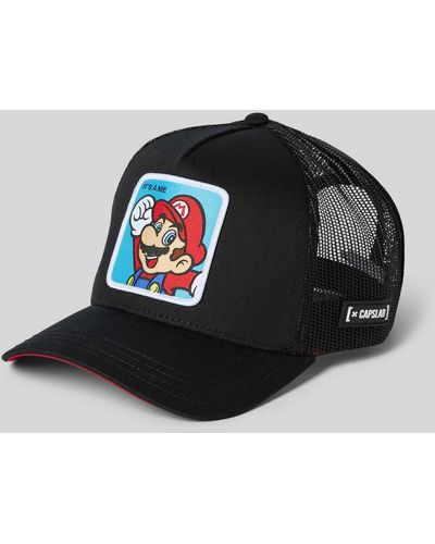 Capslab Trucker Cap mit Motiv-Badge Modell 'Super Mario' - Schwarz