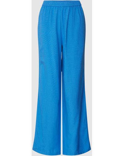 Pieces Stoffen Broek Met Elastische Band - Blauw