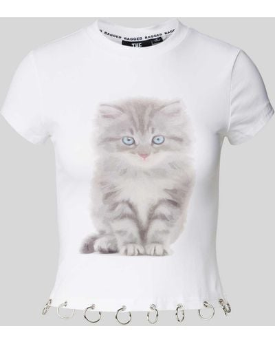 The Ragged Priest T-Shirt mit Motiv-Print Modell 'KITTY BABY' - Weiß