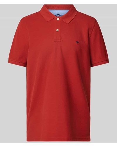 Fynch-Hatton Regular Fit Poloshirt mit Label-Stitching - Rot