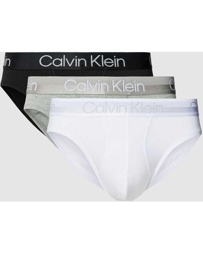 Calvin Klein Slips mit elastischem Logo-Bund im 3er-Pack - Weiß
