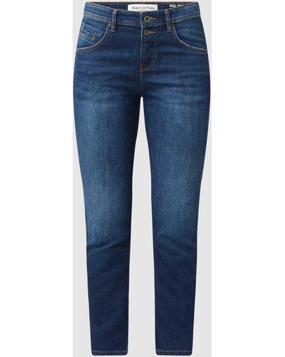 Marc O' Polo Cropped Boyfriend Fit Jeans mit Stretch-Anteil Modell 'Theda' - Blau
