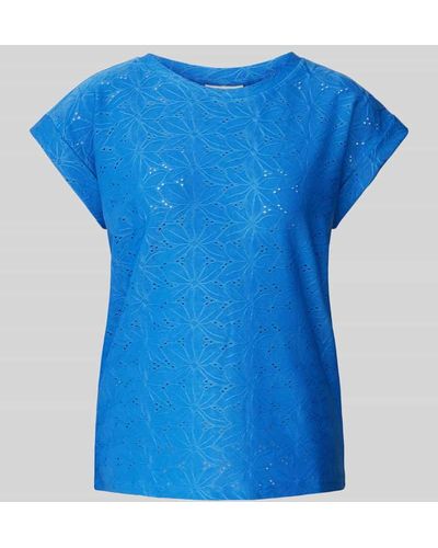 Freequent T-Shirt mit Lochstickerei Modell 'Blond' - Blau