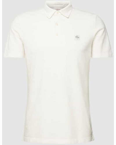S.oliver Poloshirt in melierter Optik Modell 'Washer' - Weiß