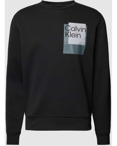 Calvin Klein Sweatshirt mit Label-Print Modell 'OVERLAY BOX' - Schwarz