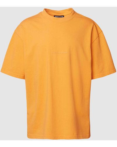 PEGADOR Oversized T-shirt Van Katoen Met Labeldetail - Oranje