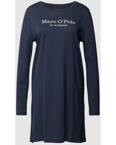 Marc O' Polo Nachthemd mit Label-Print Modell 'MIX N MATCH' - Blau