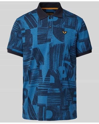 PME LEGEND Poloshirt mit Allover-Muster - Blau