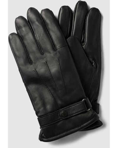 Barbour Leren Handschoenen Met Verstelbaar Trensje - Zwart