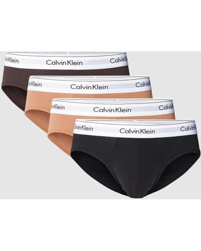 Calvin Klein Slip mit Logo-Bund im 3er-Pack Modell 'HIP BRIEF' - Weiß