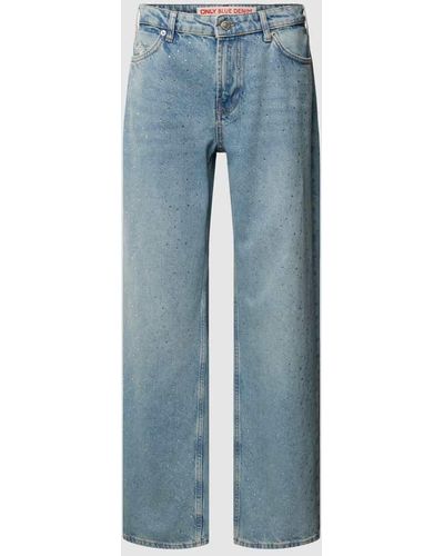 ONLY Wide Fit Jeans mit Allover-Ziersteinbesatz Modell 'COBAIN' - Blau
