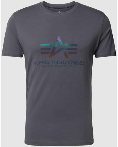 Alpha Industries T-Shirt mit Label-Print - Grau