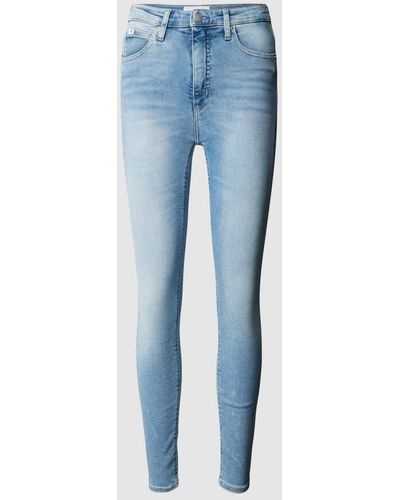 Calvin Klein Super Skinny Fit Jeans mit Label-Patch - Blau