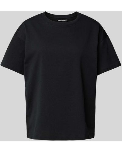 Review T-Shirt mit überschnittenen Schultern - Schwarz