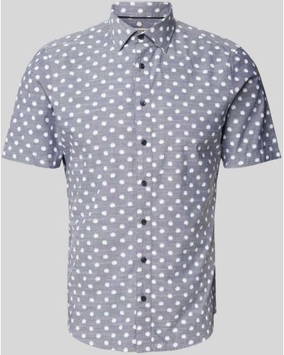 Jake*s Casual Fit Business-Hemd mit Allover-Print - Blau