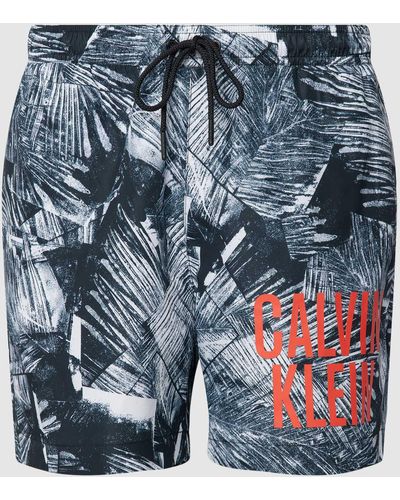 Calvin Klein Zwembroek Met All-over Motief - Blauw