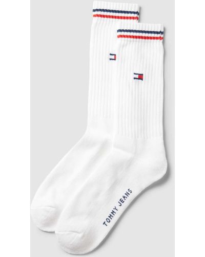 Tommy Hilfiger Socken mit Label- und Logo-Print Modell 'Iconic' im 2er-Pack - Weiß