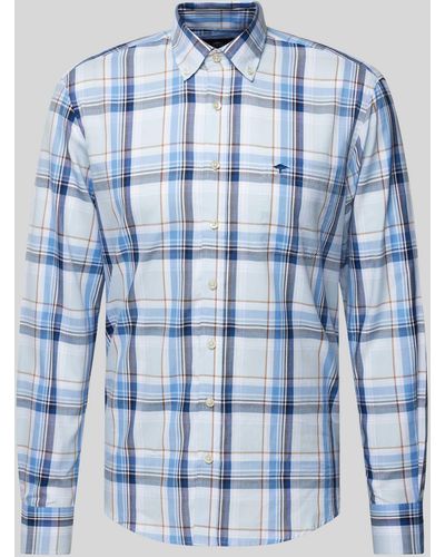 Fynch-Hatton Slim Fit Freizeithemd mit Tartan-Karo - Blau
