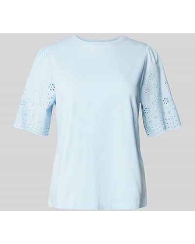 Y.A.S T-Shirt mit Lochstickerei Modell 'LEX' - Blau