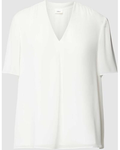 S.oliver Bluse mit V-Ausschnitt - Weiß