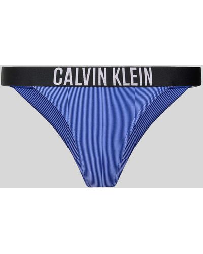 Calvin Klein Bikini-Hose mit elastischem Label-Bund Modell 'BRAZILIAN' - Blau
