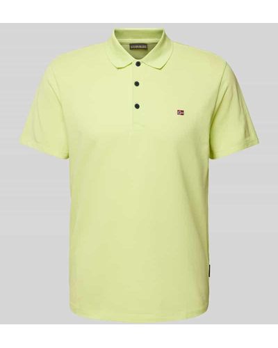 Napapijri Slim Fit Poloshirt mit Logo-Stitching Modell 'EALIS' - Gelb