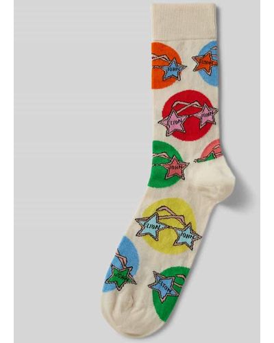 Happy Socks Socken mit Motiv-Print Modell 'Elton Glasses' - Weiß