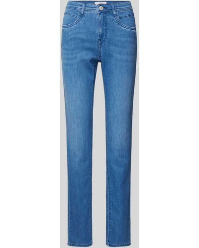 Brax Slim Fit Jeans Met Riemlussen - Blauw