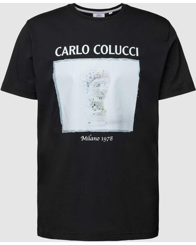 carlo colucci T-shirt Met Motief- En Labelprint - Zwart